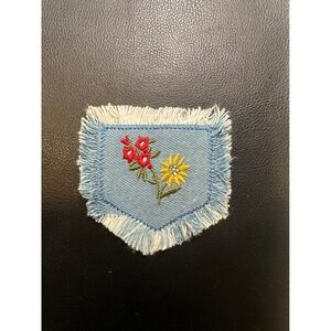 Floral Denim Embroidered Patch Applique Iron On Sew On Denim Flower